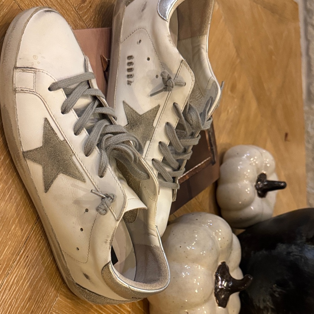 Golden Goose White and Gray Sneakers